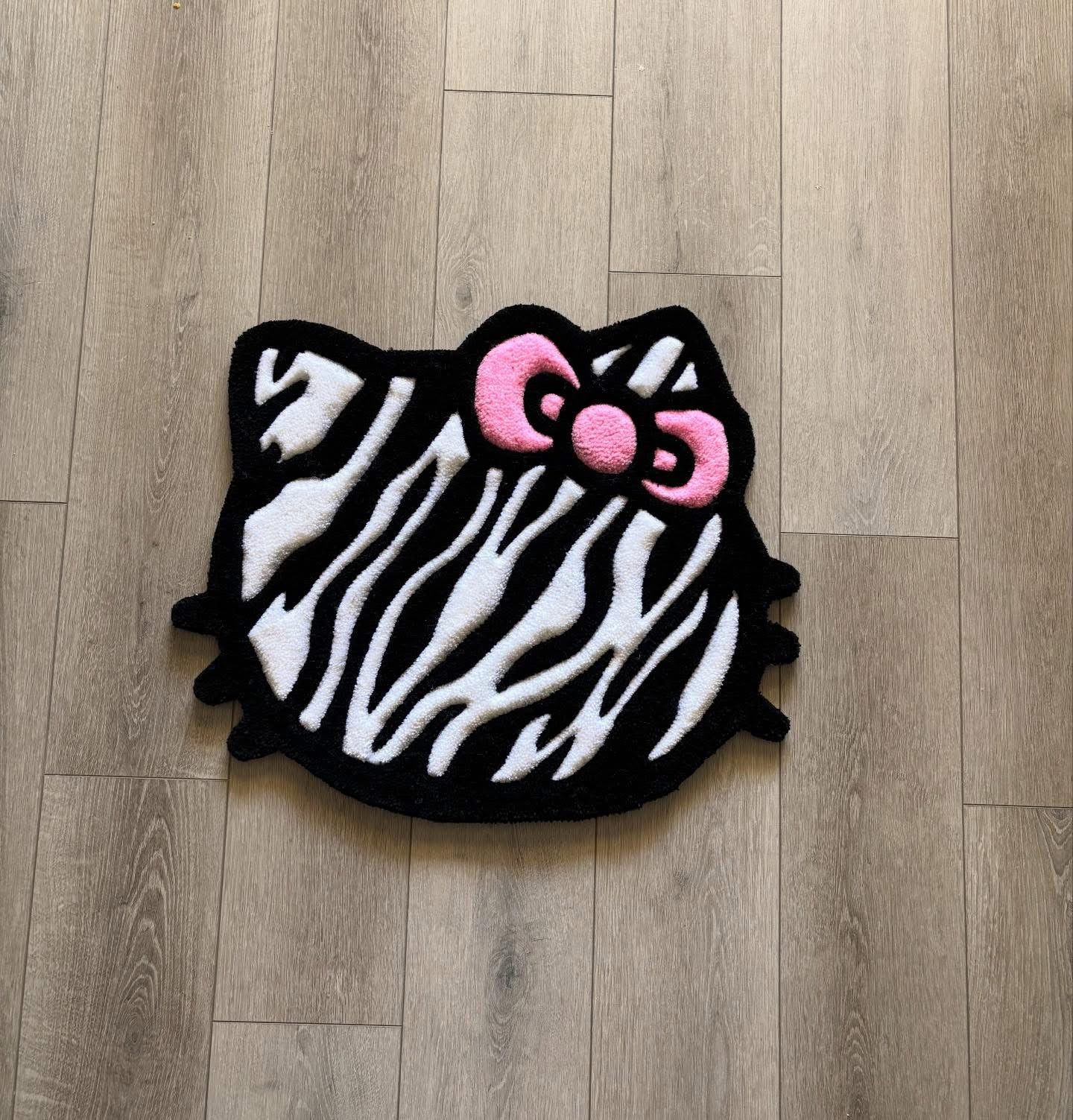 Zebra print kitty rug