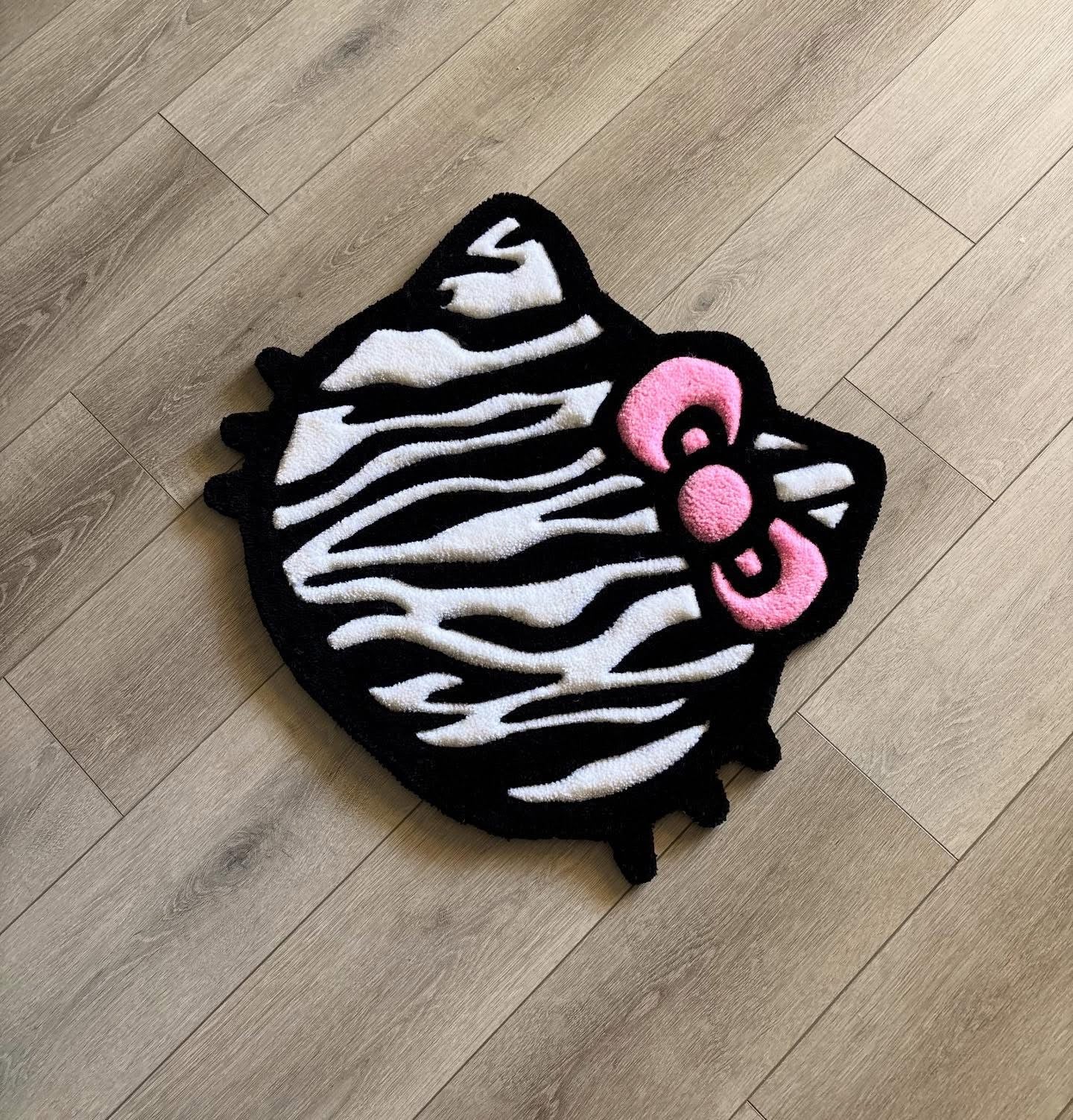 Zebra print kitty rug